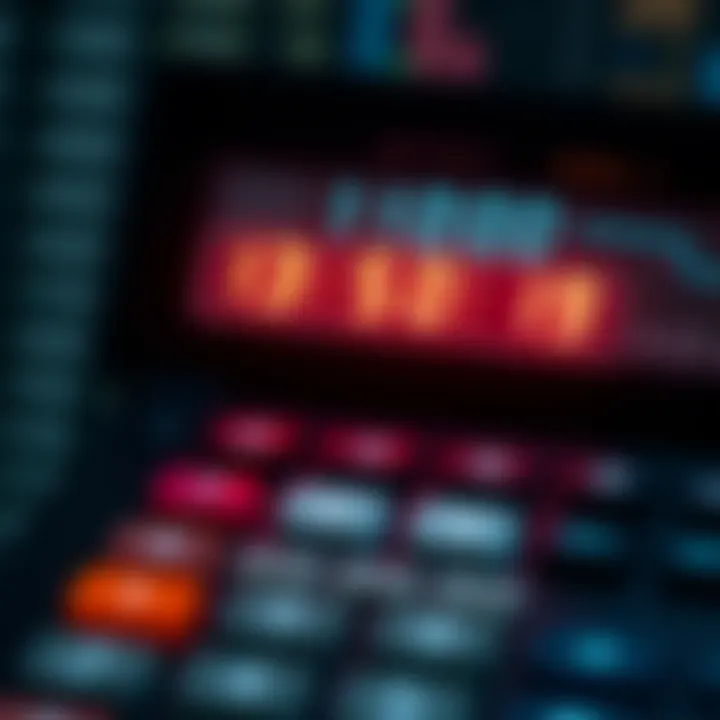 Display of a digital binary calculator performing an addition operation with binary numbers