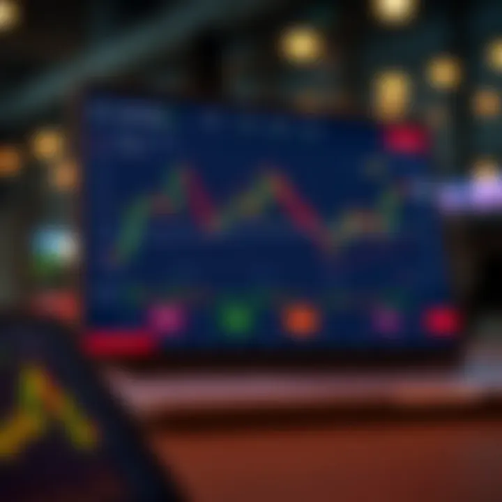 User interface of a paper trading app showing virtual stock market charts and portfolio performance