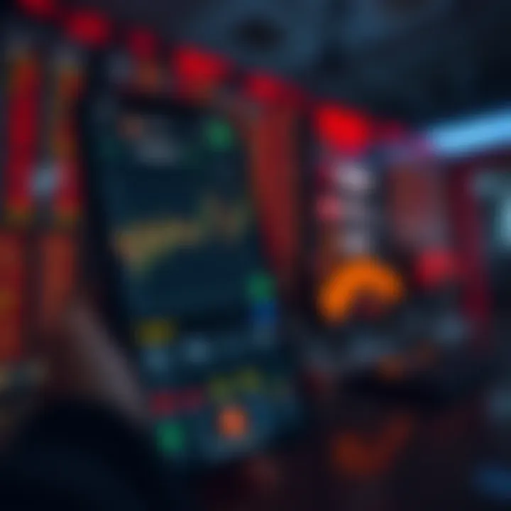 Secure mobile trading application interface displaying stock charts and portfolio overview