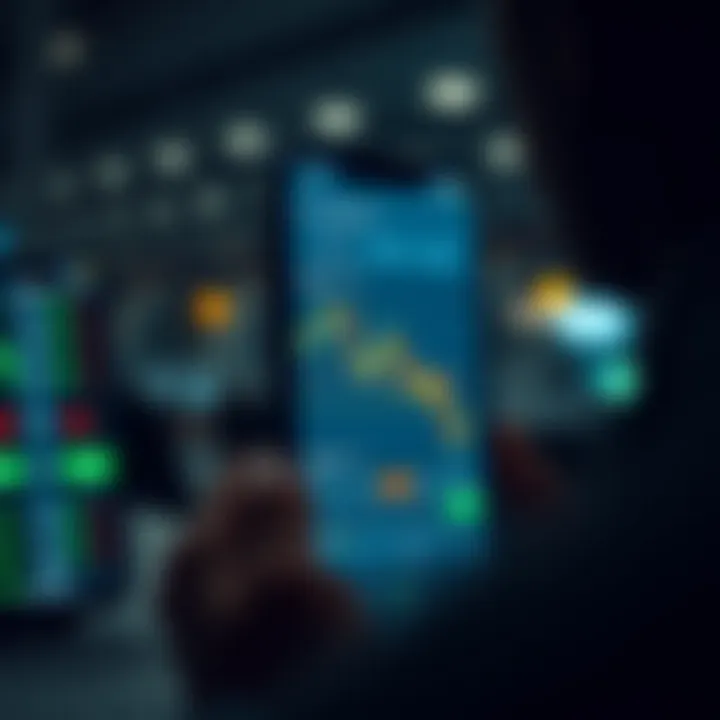 User interface of an Indian stock trading app displaying market charts and trading options
