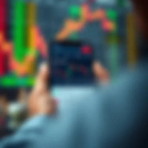 Mobile screen showing a popular free stock trading app interface in India with charts and trade options