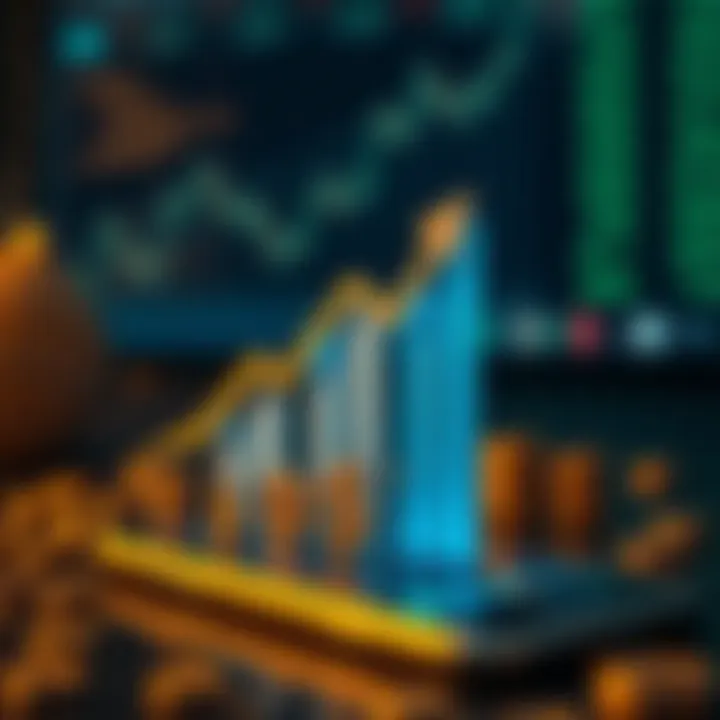 Illustration of digital financial growth with upward arrows and currency symbols around a smartphone