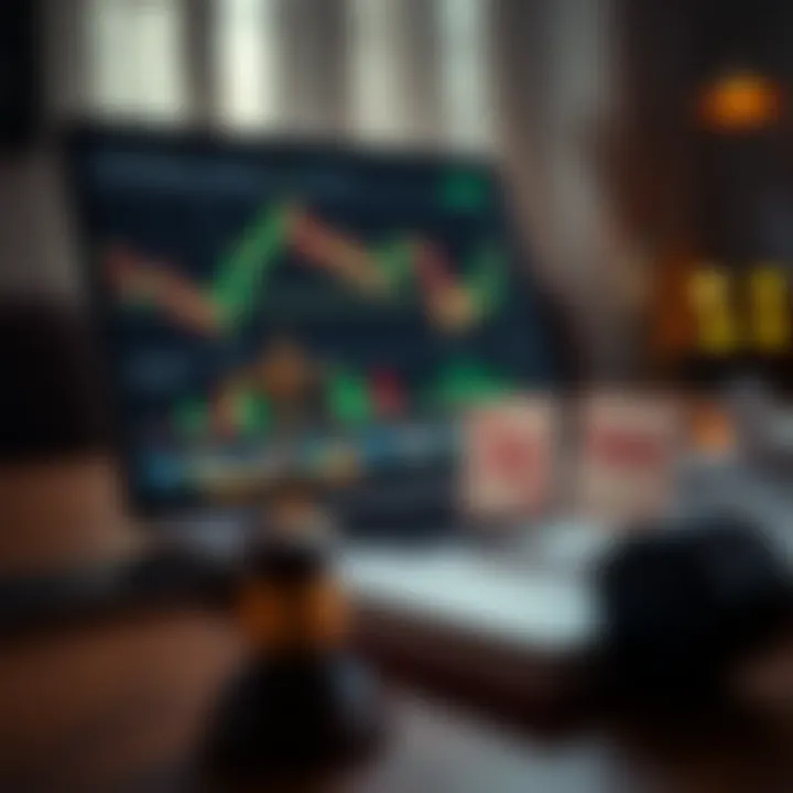 Legal and Taxation Aspects of Online Forex Trading in India Illustration of a laptop displaying forex market charts alongside icons of legal scales and tax document symbols