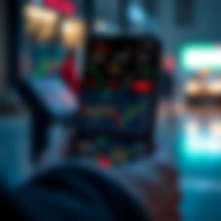 Mobile screen displaying live stock market charts and trading interface on a paper trading app