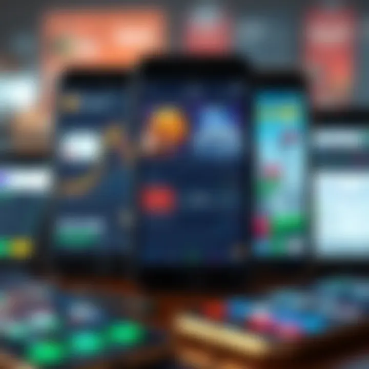 Collection of mobile phones displaying different features of trading applications available in India