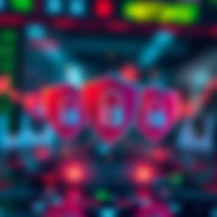 Graphic illustrating security shields and digital locks representing the safety measures of trading platforms