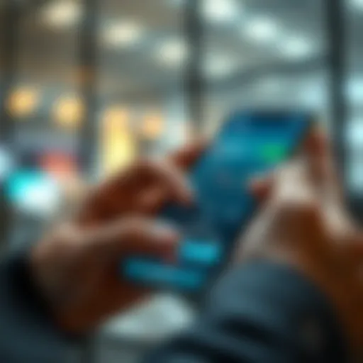 User navigating features of a secure official trading app on a smartphone