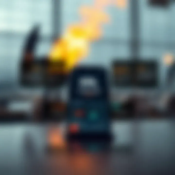 Visual Representation of Advantages and Risks in Mobile Oil Trading Conceptual graphic illustrating the benefits and risks of oil trading via mobile platforms