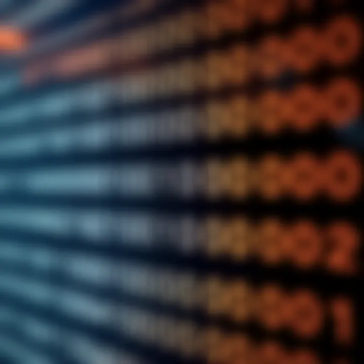 Diagram illustrating the binary number system with zeros and ones arranged in columns