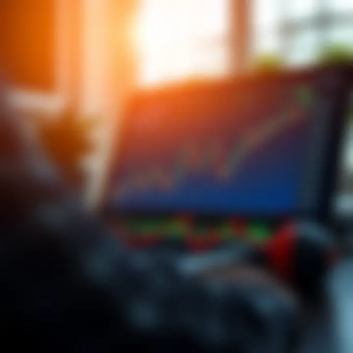 Graph showing simulated investment portfolio growth on a digital trading platform