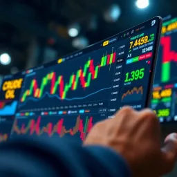 Crude Oil Trading Application Interface Overview User interface of a crude oil trading application displaying market charts and trading options